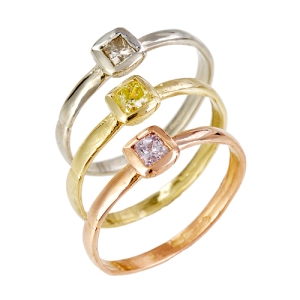 Yellow, White and Rose Gold with Champagne, Pink and Canary Yellow Diamonds